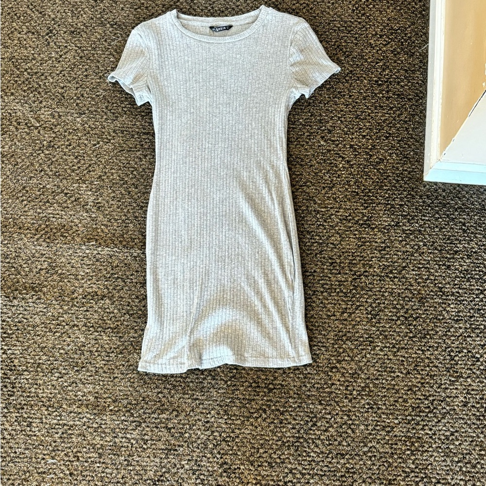 Women's Gray Ribbed Dress